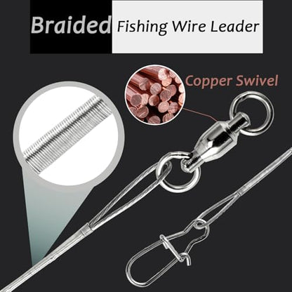 AMYSPORTS Stainless Steel Fishing Leader Saltwater Stainless Rigs Fishing Leader Lure Heavy Wire Fishing Leaders Steel White Nickel - size: #2 (11.8in-50lb) 20pcs