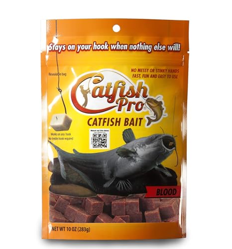 Catfish Pro Catfish Bait - 10oz Bag with 80pcs | Irresistible Scent for Catfish | Mess-Free, Stays On Your Hook When Nothing Else Will | Great for Rod, Reel, Trotline, Jugs & Yoyos Fishing - color: Blood