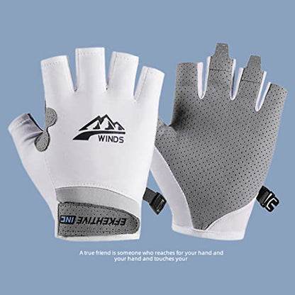Hotfiary Fishing Gloves Sun Protection Fingerless Glove UV Protection Gloves UPF 50+ SPF for Men Women Kayaking Rowing Driving Hiking Sailing - color: White