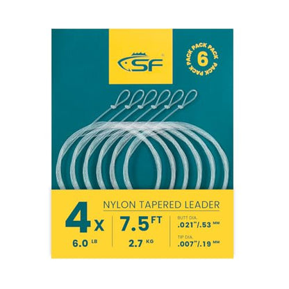SF Pre-Tied Loop Fly Fishing Tapered Leader Nylon Clear Trout Freshwater Saltwater Bonefish Permit Bass Salmon Steelhead 7.5FT 9FT 10FT 12FT 15FT 0X 1X 2X 3X 4X 5X 6X 7X - size: 7.5FT-4X, style: Freshwater Knotted 6-pack