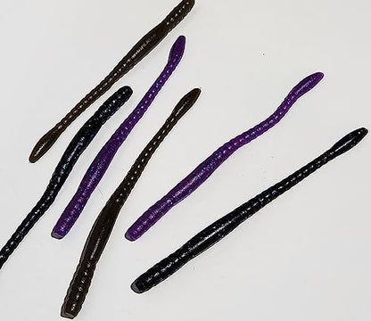 Floating Worm 10 Per Pack 6 Inch Scented Bass, Walleye and More - color: Junebug