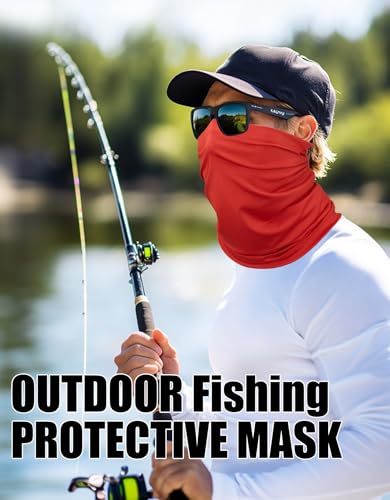JHYWELL Cooling Neck Gaiter Face Mask, UV Protection Masks Gator, Windproof Bandana for Skiing, Fishing, Hiking, Cycling - color: Red Pack