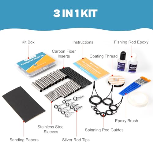 Fishing Rod Repair Kit Complete, Easy&Quick Approach to Repair Broken Fishing Pole with Epoxy Glue - color: 3 IN 1 A