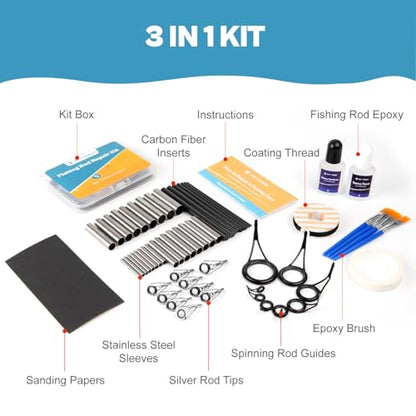 Fishing Rod Repair Kit Complete, Easy&Quick Approach to Repair Broken Fishing Pole with Epoxy Glue - color: 3 IN 1 A