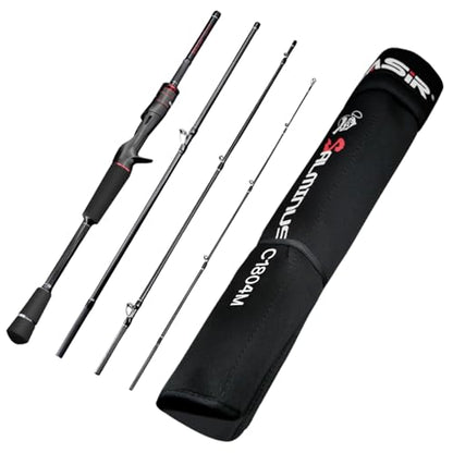 SEASIR Salminus Travel Fishing Rod, 4 Piece M/MH Biatcaster Rod | , XF Baitcasting Rod, Portable, 40T Carbon Fiber, Fuji O, EVA Grip, Saltwater Freshwater Bass Trout Big Fish - style: C1804m-xf