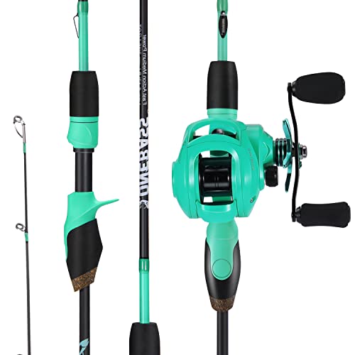 One Bass Fishing Rod and Reel Combo, 2-Piece Spinning & Baitcasting Combo,Medium IM6 Graphite Blank Rods, Stainless Steel Guides