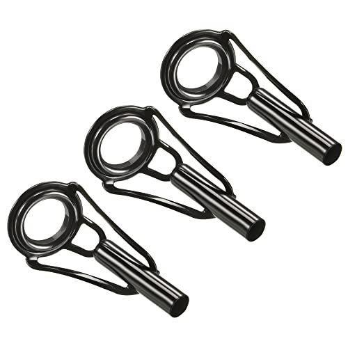 PATIKIL Tube Dia Fishing Rod Tips Repair Kit, Stainless Steel Black Guide Ring for Fishing - size: 3.4mm