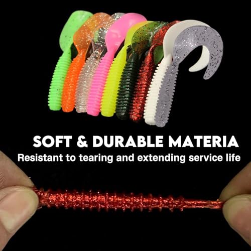 Eupheng Twist Tail Swimbait Fishing Lure, 2.3in/2.7in/4in/5.5in 100PCS Grub Saltwater Fishing Soft Bait Trailer for Bass Crappie Fishing - size: 2.7 inches - 100 PCS