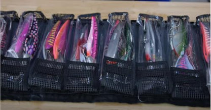Nomad Design Lure Roll - Large Size with 10 Pockets Respectively, Portable Waterproof Tarpaulin Fish Lure Bag - Heavy Duty PVC Window, Mesh Cleaning & Drying Tabs - size: Large