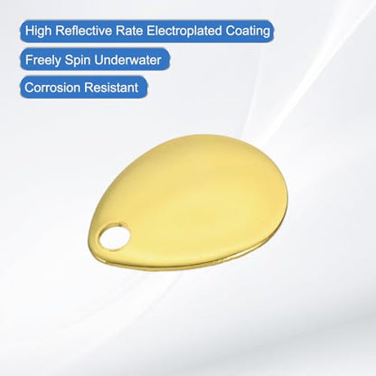 PATIKIL Fishing Lure Blades Willowleaf Lure Making - color: Golden, size: 0.6"x0.4"