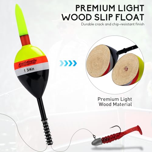 QualyQualy 4PCS Lighted Slip Bobbers Fishing Floats Glow in the Dark Spring Bobber for Crappie Walleyes Fishing - color: 1.75in - 4pcs