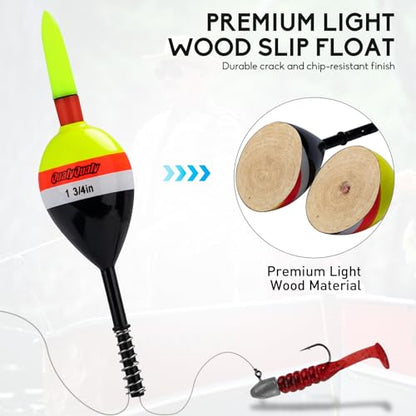 QualyQualy 4PCS Lighted Slip Bobbers Fishing Floats Glow in the Dark Spring Bobber for Crappie Walleyes Fishing - color: 1.75in - 4pcs
