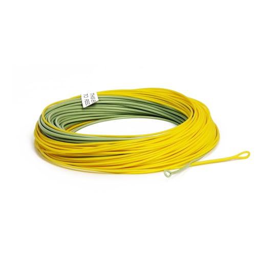 Gold Fly Line 90FT Weight Forward Floating 2 3 4 5 6 7 8 9WT Fly Fishing Line - color: MOSS GREEN + FLUO YELLOW, size: WF5F-90FT