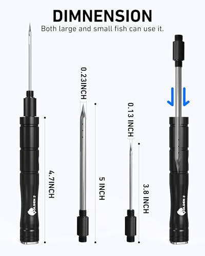 GOLDEN J Fish Venting Tool for Saltwater Fishing | Modular Design with Hidden Storage & Stainless Steel/Aluminum Build, Relieves Deep Sea Fish Pressure for Healthier Release - size: L+M