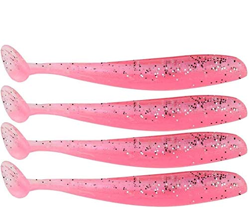 Zer one 20 PCS Fishing Soft Lure 7.5cm/2g Plastic T Tail Bait Artificial Worm Swimbait for Bass Trout Walleye Fishing Accessory - color: Pink