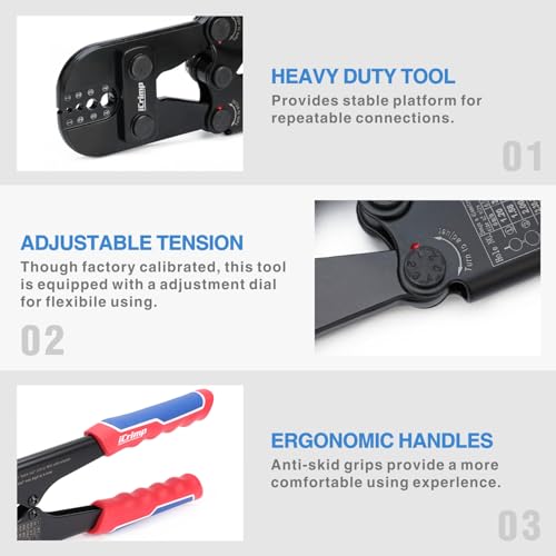 iCrimp Wire Rope Crimping Tool Kit with Swager, Cutter and Aluminum Loop Sleeves 3/64'',1/16'',5/64'', 3/32'',7/64'',1/8'', for Mono Fishing Line,Cable Railing, Sling