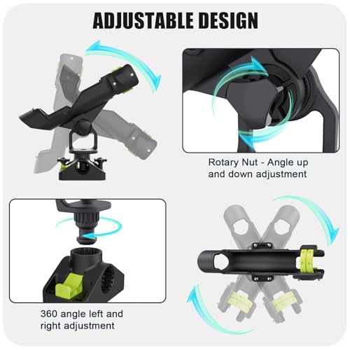 Combo Mount Fishing Rod Holders - 360 Degree Adjustable Boat Rod Rack - style: 4pack Rod Holder+rail Mount+track Mount