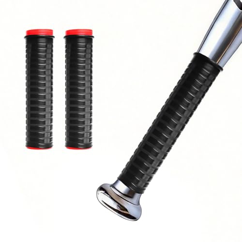 2-Pack Cold Shrink Grip Sleeve for Baseball Bat, 8.7"-10.6" Expansion Non-Slip Long Overgrip, Vibration Dampening Handle Cover for Baseball, Softball, Hockey Sticks, Fishing Rods & Tools - color: Black