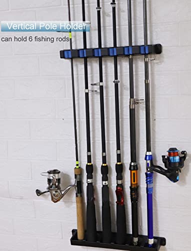 Horizontal Fishing Rod Rack Holders Wall-mounted Fish Pole Holder for Garage & Boat 6-Rod Storage Racks -1 Pair Rod Holder Rod Holder (1 Pair Vertical Blue) - color: 1 Pair Vertical Blue