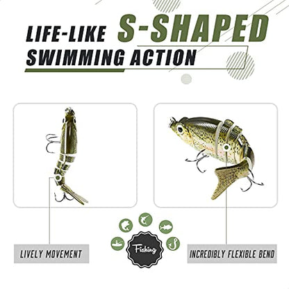 TRUSCEND Swimmax Easy Catch Fishing Lures with BKK Hooks, Wiggling, Vibrating, Rattling and Gurgling for More Bites, Heavy-Duty Dyneema Fiber Jointed Swimbaits for Bass, Trout, Crappie, Walleye, Pike - color: A1-3",0.4oz