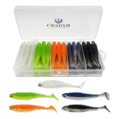 Soft Fishing Lures, 6.5cm/8cm Paddle Tail Swimbaits Soft Plastic Lures Kit for Bass Trout Walleye Crappie 30pcs/40pcs… - color: 8cm/3.15in - 30pcs