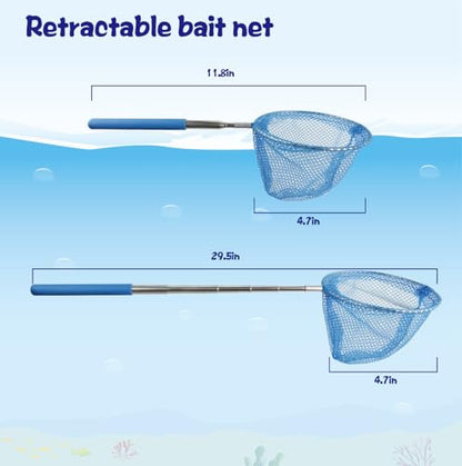 Kids Fishing Pole Set, Kids Fishing Rod and Reel Combo and Fishing Net Tackle Box with Lures Hooks and Bag for Boys Girls Youth Fishing