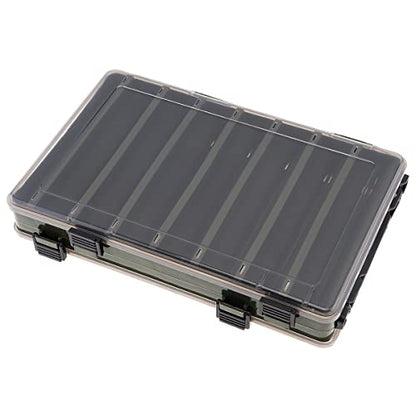 Double Sided 14 Compartments Fishing Tackle Boxes Fishing Lure Box Organizer, Fishing Bait Tackle Storage Case, Container Box for Jewelry Beads Earring Hook (Green) - color: Green