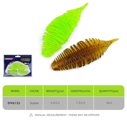 Pack of 25 Soft Lure 6g/75mm TPE Material Worm Gill Soft Fishing Lure Silicone Swimbait Artificial Fishing Tackle