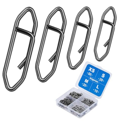100PCS Fishing Speed Clips, Fishing Swivels & Snaps, High Strength Speed Clips for Fishing Lures, Quick Change Snap Set, Freshwater Saltwater Lure Connector Tackle - color: Black