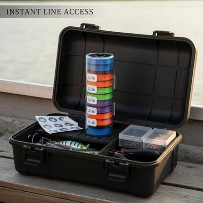Silicone Fishing Line Spool Organizer Box with Number Stickers for Tackle Storage and Gear Organization - size: 10.24 x 2.44 x 6.93 in