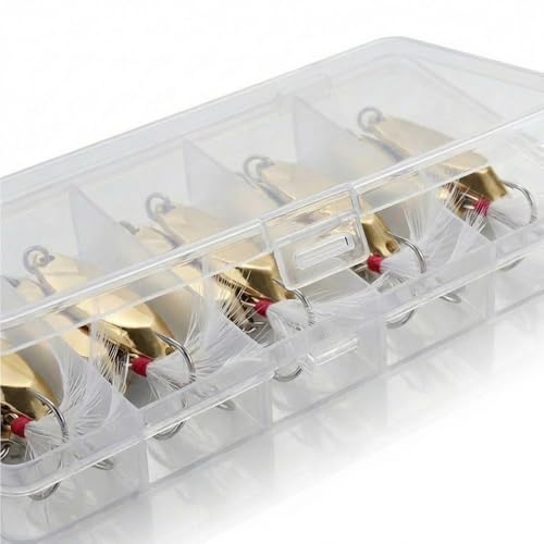 Fishing Spoons Lures for Bass Trout Salmon, 1/5oz Sliver Metal Spoon Lures for Saltwater Freshwater, 10Pcs Casting Spinner Bait Set with Durable Hooks for Lakes Rivers & Surf Fishing - color: Gold Tone Fishing Spoons 1/5oz,5 Pcs