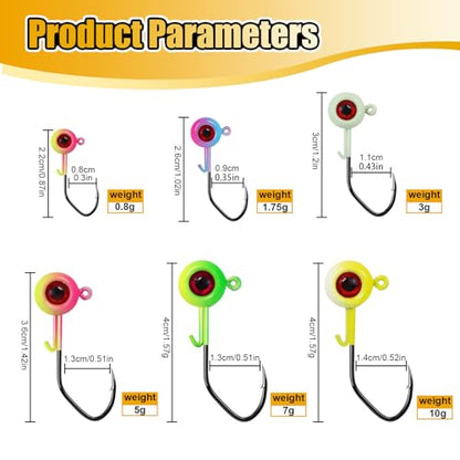 Painted Crappie Jig Heads 3D Eyes Fishing Hooks with Wire Keeper Lures for Crappie Panfish Bass Fishing Jig Hooks Assortment 1/16 oz 1/8 oz 3/16oz 3/8 oz 1/4 oz - size: 1/16 oz - 40 pcs