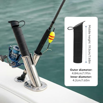 Amagogo Boat Fishing Rod Holder, Black Plastic, Fishing Rod Holders, Rod Holder, Fishing, Middle height: 19.5cm/7.68inch, Outer diameter: 4.84cm/1.91inch, Inner diameter: 4.2cm/1.65inch