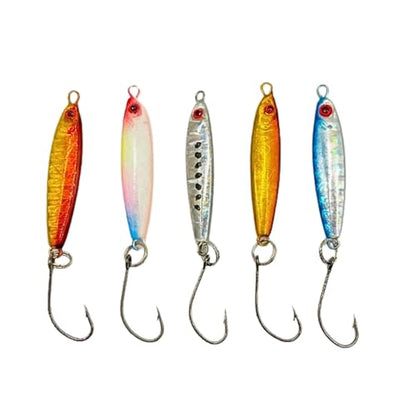 HALYXS/5Pack -Jigging Spoon, Ice Fishing jigs, Spoon Fishing, Jigging Lure, Great Lure for Crappies, Panfish, Walleye, Fresh Water Fishing, Metal (3g/5g) - size: Small