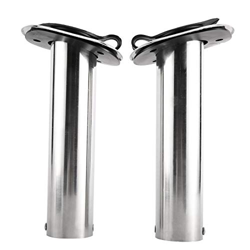 YaeMarine 4Pcs Stainless Steel Rod Holders with Rubber Cap, Liner, Gasket - style: 15 Degree