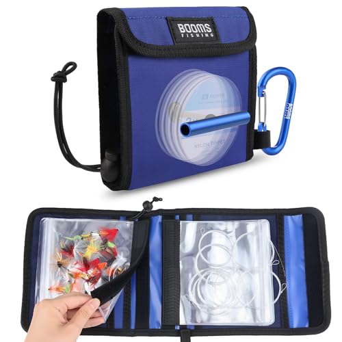 Booms Fishing Leader Holder Wallet: Fly Fishing Tippet Line Storage with 12 Clear Pocket and Tippet Holder - size: Large