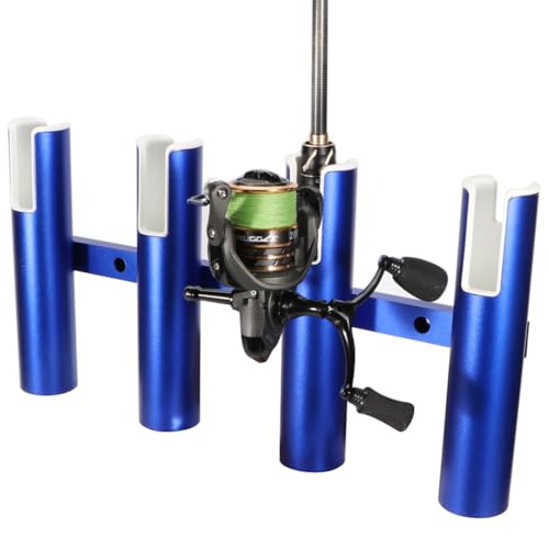 2PCS 4-Tube Aluminum Fishing Rod Holder for Boat, Wall-Mounted Fishing Pole Roof Rod Rack, Surf Fishing Rod Holder for Truck, Boats & Yacht - color: Blue