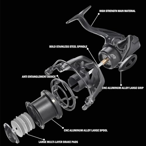 Heavy Duty Spinning Reel Metal Body with CNC Machined Spool 55LB Max Drag 6/8+1 Bearings Ultra Smooth 4.6/4.8:1 High Speed Gear Ratio Saltwater Freshwater Fishing Reel for 8000 to 14000 Series - color: BKM12000