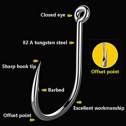 Dyxssm 150pcs/lot Circle Fishing Hooks Extra Strength Octopus Barb Fishing Hook with Offset Ponit - size: 6# (150pcs)
