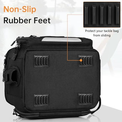 Fishing Tackle Bag - Holds 3400-3600 Size Tackle Boxes -Saltwater & Freshwater Fishing Bags - Padded Shoulder Strap Fishing Bags (Black) (Bag Only) - color: Black, style: Bag Only