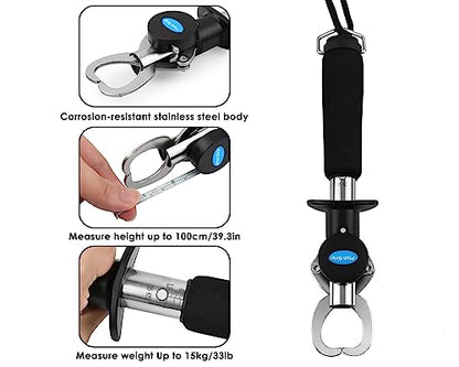 Fish Gripper with Retractable Fish Measuring Tape Fish Lip Gripper with Scale for Fishing