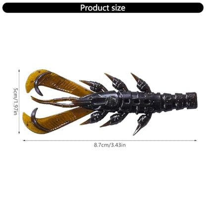 10Pcs Fishing Lures Set, Soft PVC Fishing Craw Baits Crawfishes Lures Lobster Shrimp Swimbaits for Freshwater Saltwater - size: Black and red