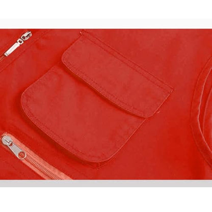 Unisex Men's Women's Lightweight Fishing Tank Vest Casual Outdoor Hiking Travel Cargo Jacket Waistcoat Multi Pockets - color: Red, size: XX-Large