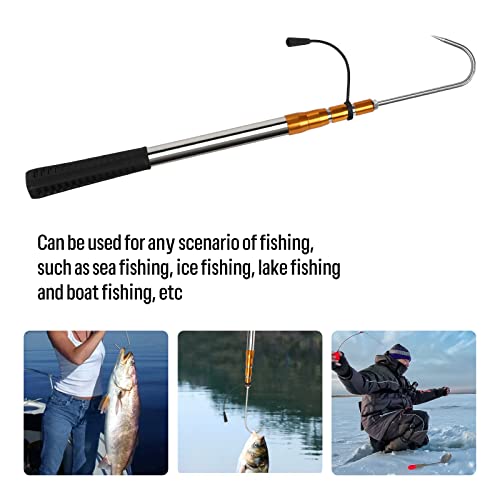 KOMCLUB Telescopic Fishing Gaff with Super Sharp Spear Hook Lightweight Hand Fish Gaff for Freshwater Saltwater Fishing - color: Gold