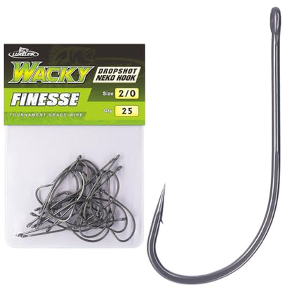 Drop Shot Hooks Wacky Rig Neko Bass Fishing Finesse Worm Size 2/0~#4 25Pack Bulk - size: 2/0 Pack of 25