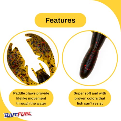 BAITFUEL Baby PACA Craw - color: Green Pumpkin Red