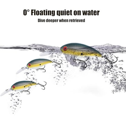 EXAURAFELIS Diving Crankbait Lures Fishing Gear Fishing Lure for Saltwater Freshwater swimbaitsfor Bass Trout Crappie Walleye Pike Bluegill Salmon Fishing Gifts for Fisherman