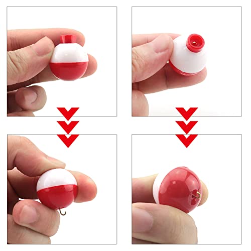 Fishing Bobber 20PCS Red and White ABS Plastic Snap-on Fishing Floats Bobber Round Buoy Fishing Tackle Accessories - size: 25mm