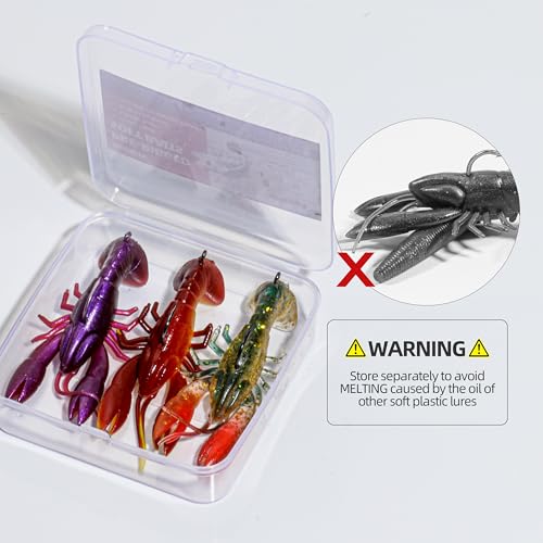 Pre-Rigged Weighted Shrimp & Crawfish Fishing Lures – Soft Bait with Lead Weight, Weedless, Realistic Action – Durable for Bass, Trout, Crappie, Saltwater & Freshwater Fishing - size: 2.8in-7/16oz