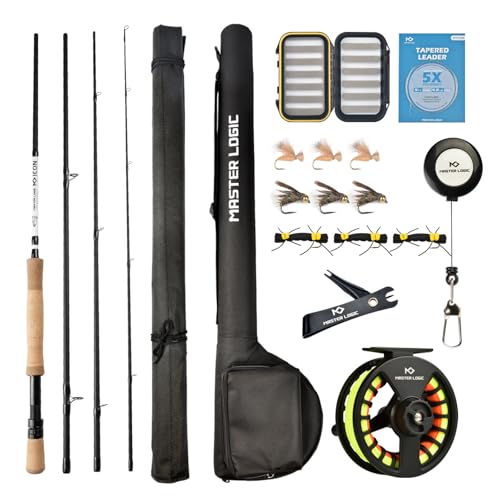 Fly Fishing Rod and Reel Combo Starter Kit, Graphite Fly Rod with Cork Handle, Die Cast Aluminum Reel, Fly Box Case & Fishing Flies and Carrying Case and Accessories - style: 7/8wt - 9' - 4 Pc